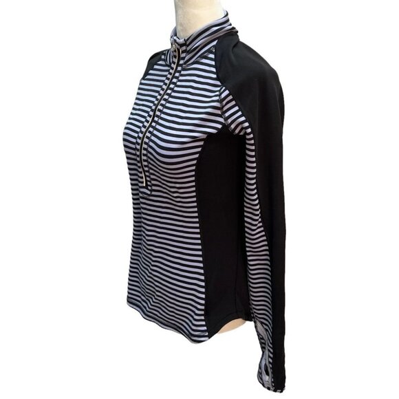 lululemon U-Turn 1/2 Zip Luon Reversible Striped Blue Long Sleeve Pullover - Picture 6 of 11